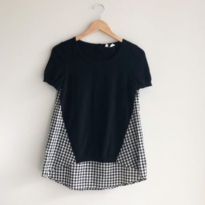 Anthropologie Moth Hi-Low Gingham Back Blouse S